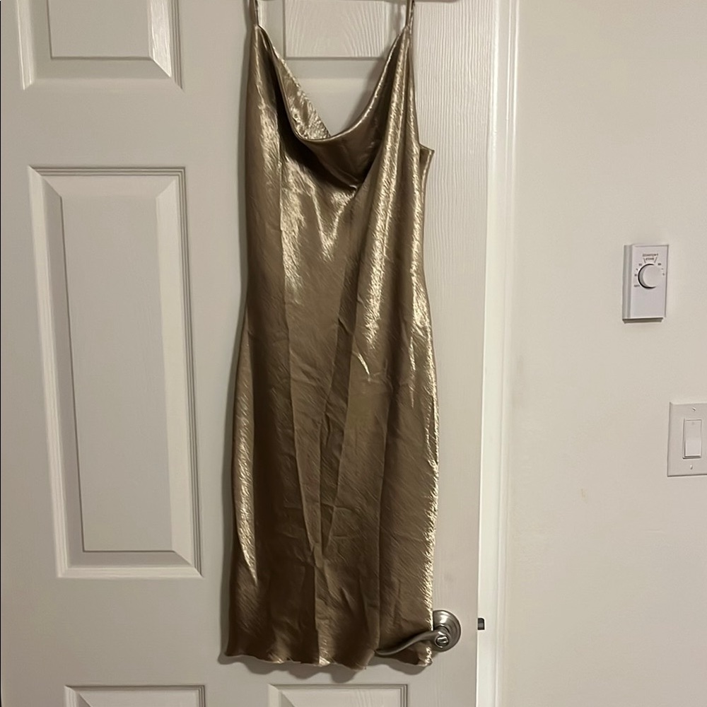Gold Satin Slip Dress